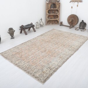 6x9 Vintage Turkish Oushak Rug: Bohemian Anatolian Area Rug
