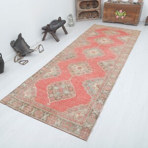Vintage Runner,Oushak Runner,4x11 Runner Rug,Vintage Rug, Turkish Rug,4x11 Oushak Rug, Hallway Runner Rug,Natural Runner,Turkish Runner,3372