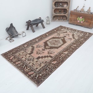 Turkey Rug, 4x9 Rug, Neutral Rug, 4x9 Pastel Rug, 4x9 Turkish Rug, 4x9 Vintage Rug, Vintage Turkish Rug,4x9 Handmade Rug,Anatolian Rug,16338