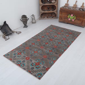 Turkish Vintage Rug, Handmade Rug, Vintage Oushak Rug, Bohemian Rug, Soft Rug,  4x7 Vintage Rug, Oushak Rug,4x7 Turkish Rug,Area Rug,22100