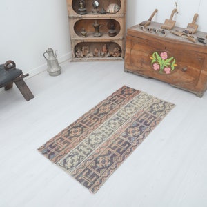 Vintage Turkish Oushak Rug: Colorful Pastel Kids Rug (2x4 ft)