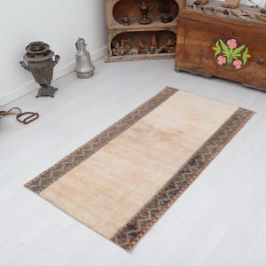 3x5 Vintage Oushak Rug: Turkish Wool Anatolian Rug