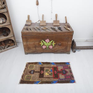 2x3 Oushak Rug, Vintage Rug, Door Mat Rug, Vintage Door Mat, Oushak Door Mat, 2x3 Mini Rug, Anatolian Rug, 2x3 Turkish Rug,Bath Mat Rug,5829