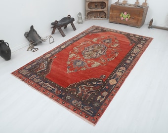 Alfombra anatolia de lana hecha a mano: estilo bohemio Oushak vintage de 6 x 9 pulgadas