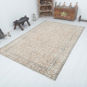 6x9 Vintage Turkish Oushak Rug: Bohemian Anatolian Area Rug