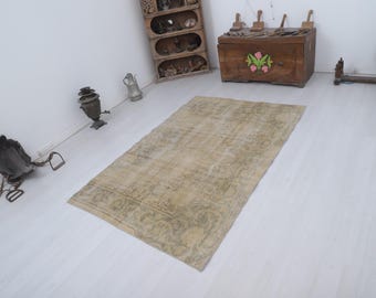 Türkischer Teppich 100x150, Vintage Teppich 100x150, Vintage Teppich, Oushak Teppich, Handgemachter Teppich, Wollteppich, Anatolischer Teppich, Weicher Teppich,33900