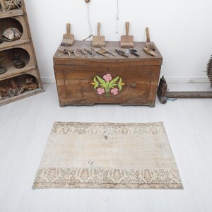 Turkish Mini Rug, Turkish Rug, Vintage Mini Rug, Wool Rug, Oushak Door Mat, 2x4 Anatolian Rug, 2x4 Door Mat Rug, Door Mat,2x4 Mini Rug,19528