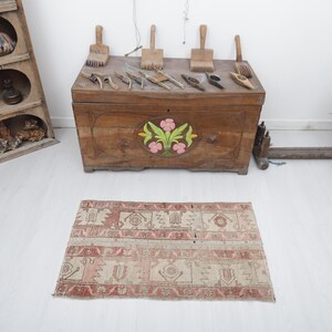 2x3 Oushak Rug, 2x3 Mini Rug, Small Size Rug, Turkish Mini Rug, Door Mat Rug, 2x3 Vintage Rug, Turkish Rug, Anatolian Rug, Natural Rug, 168