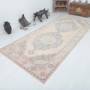 Vintage Turkish Wool Runner Rug - Oushak Anatolian Hallway Rug (5x11)