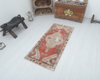 Alfombra 2x5, alfombra pequeña turca, alfombra vintage Oushak, alfombra de Anatolia, alfombra pequeña vintage, alfombra pequeña Oushak, alfombra vintage turca, alfombra turca vintage, 2511