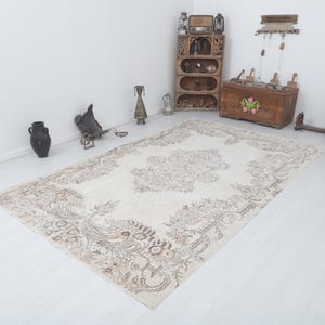 7x10 Vintage Turkish Wool Rug: Anatolian Oushak Oversize Rug