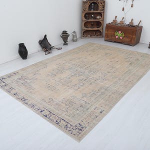 Oversize Vintage Turkish Wool Rug: 7x10 Anatolian Oushak Rug