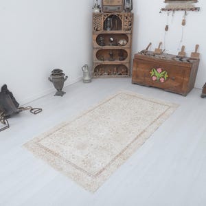 Turkey Oushak Rug, Colorful Rug, 3x7 Rug,Kids Rug,Muted Rug,Pastel Rug,Soft Vintage Rug,Turkish Rug,Vintage Rug,Oushak Rug,Natural Rug,20057
