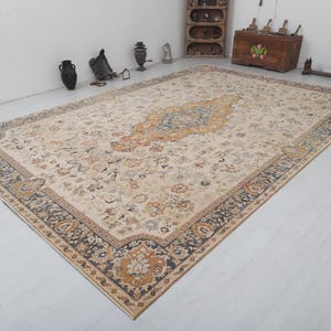 10x40 Wollteppich,Türkischer Teppich, Vintage Teppich, Ausgeblichener Teppich,Handgefertigter Teppich,Oushak Teppich,Oushak Teppich,Anatolischer Teppich,4582