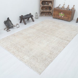 Handmade Vintage Oushak Rug: 6x9 Bohemian Turkish Area Rug
