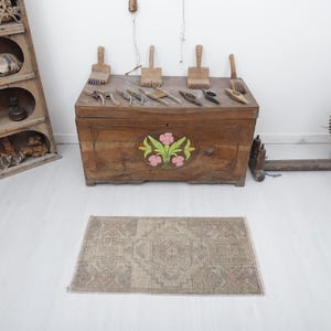 2x3 Oushak Rug, 2x3 Mini Rug, Small Size Rug, Turkish Mini Rug, Door Mat Rug, 2x3 Vintage Rug, Turkish Rug, Anatolian Rug, Natural Rug, 524