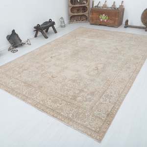 200x300 Vintage Oushak Wollteppich: Handgemachter Türkischer Anatolischer Teppich