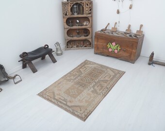 Alfombra 3x4, alfombra pequeña turca, alfombra vintage Oushak, alfombra de Anatolia, alfombra pequeña vintage, alfombra pequeña Oushak, alfombra vintage turca, alfombra turca vintage, 17885