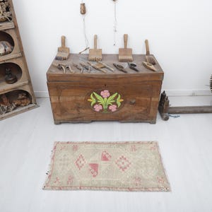 2x3, Wool Door Mat, Handmade Wool Rug, Mini Rug, 2x3 Door Mat Rug,Mini Natural Rug,Turkish Mini Rug, Vintage Mini Rug, Oushak Mini Rug, 590