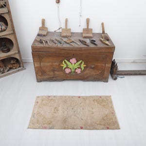 2x3, Wool Door Mat, Handmade Wool Rug, Mini Rug, 2x3 Door Mat Rug,Mini Natural Rug,Turkish Mini Rug, Vintage Mini Rug, Oushak Mini Rug, 545