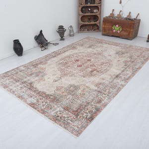 Oversize Oushak Rug: Vintage Turkish Wool 7x10