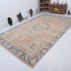 7x12 Vintage Oushak Rug: Handmade Turkish Wool & Cotton