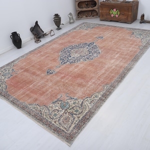Oushak Rug 7x11: Vintage Turkish Wool Anatolian Rug