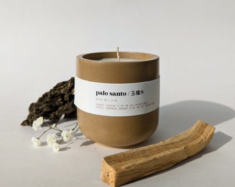 PALO SANTO | Palo Santo & Bergamot Soy Candle in Handmade Jar | Personalized Gift