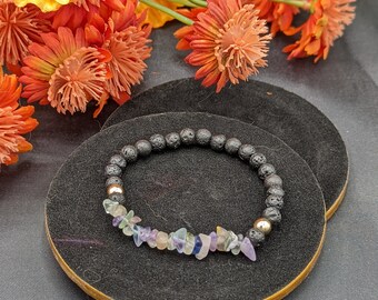 Fluorite stone chip bracelet