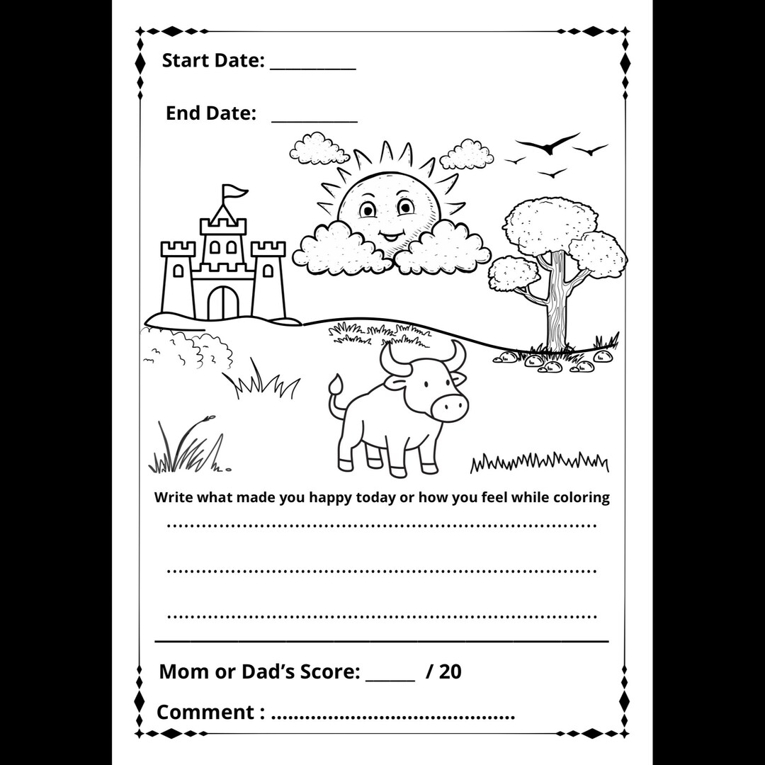 Kids Coloring Memory Sheet – Draw, Express Feelings, Track Emotions ...