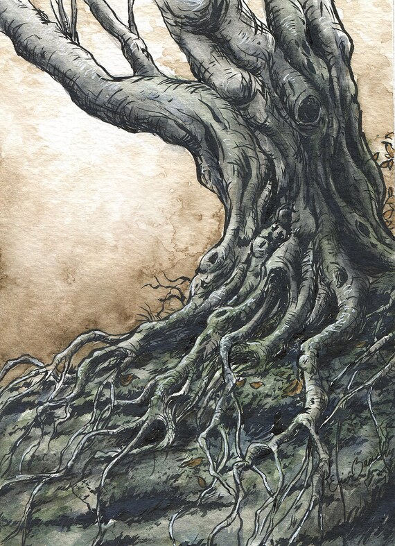 Creepy Old Tree Watercolor Painting - Etsy