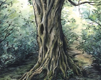 Tree watercolor painting
