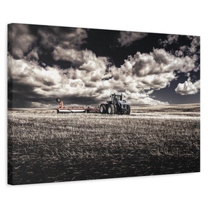Large Tractor Canvas | Farmhouse Decor | Working Tractor Print | Agriculture Landscape Print | Farming Wall Art | Farm Office Decor