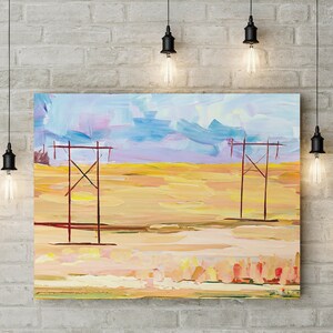 Power Poles Oil Painting Abstract Art, Lineman Gift (Digital Download)
