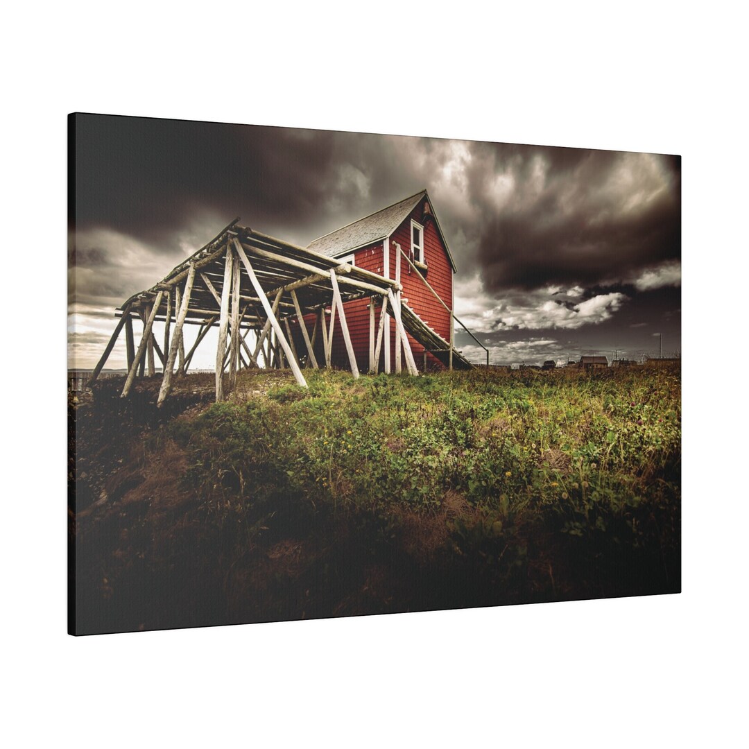 RUSTIC RED SHED Print Cod Drying Rack Canvas Atlantic Canada Art ...