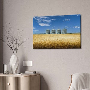 Digitale download prairie, downloadbare print, afbeelding graansilo's, digitale print, cadeau boer, decor tractor, decor boerderij