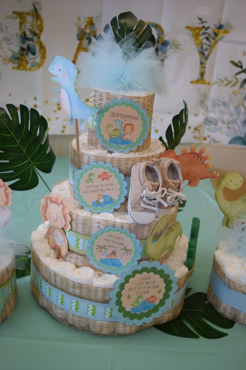 Dinosaur Baby Shower Dinosaur Diaper Cake Dinosaur Party Etsy