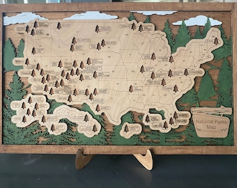 Custom US National Parks Travel Map, National Parks Marker, Personalized US Travel Map, Home Decor, Gift Travelers Hikers RG Blk 11X18