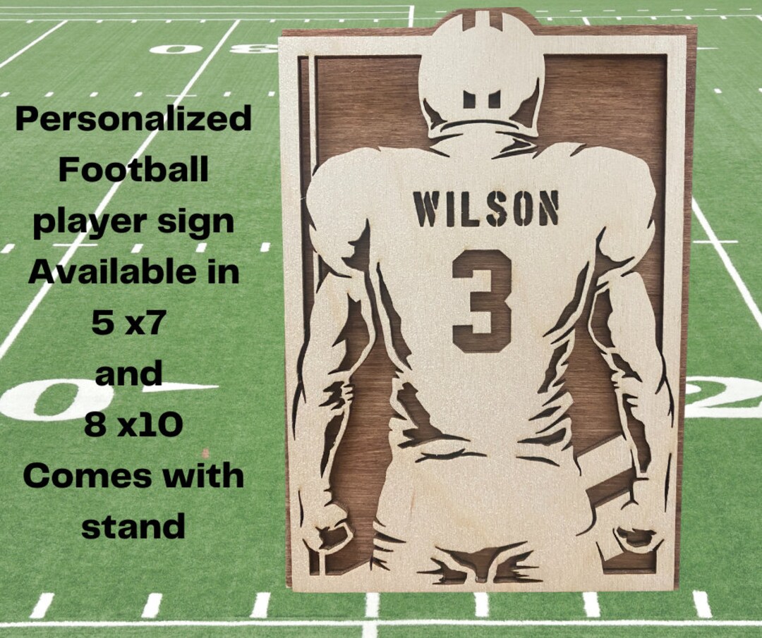 Custom Football Player Sign Laser Cut Football Plaque Personalized