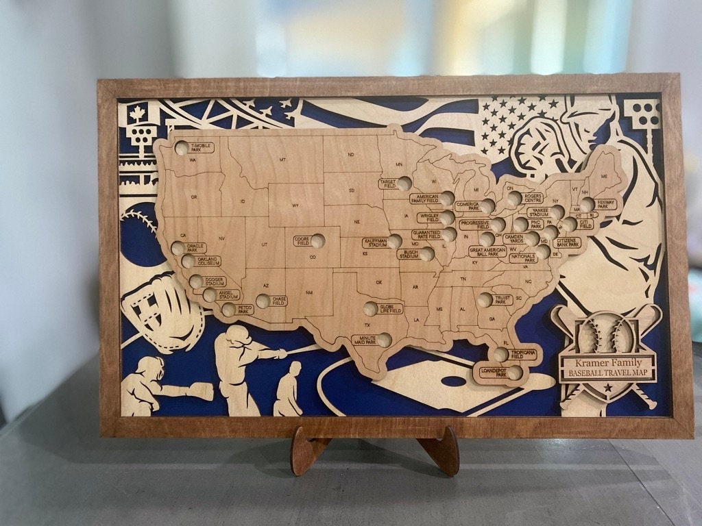 Major League Baseball Travel Park Map MLB Stadium Map - Etsy