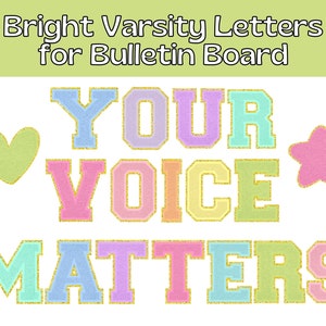 Bright Varsity Your Voice Matters Letters for Speech Therapy Bulletin Board