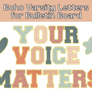 Boho Varsity Your Voice Matters Letters for Speech Therapy Bulletin Board