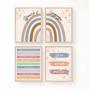 Boho Themed Speech and Language Therapy Wall Art Decor Posters
