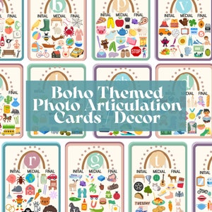 Boho Themed Speech Language Therapy Articulation Photo Cards for Classroom Decor Digital Prints