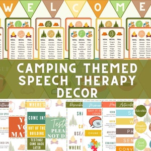 Camping Themed Speech Language Therapy Office/Classroom Decor and Visual Aid Posters