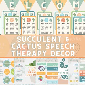 Décoration et affiches d'orthophonie sur le thème des cactus et des plantes succulentes