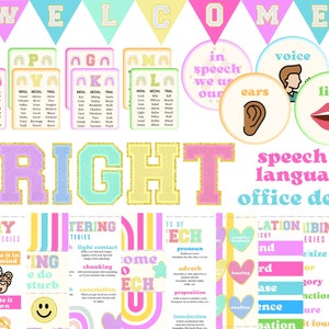 Bright Varsity Chenille Letter Speech Language Office/Classroom Decor and Posters - Digital Download