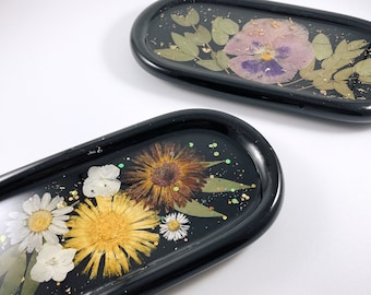 Floral Harz Oval Schmuckschale - Schmuckschale - gepresste Blume, handgefertigte botanische Ringschale, Geschenk für sie