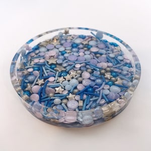 Celestial Sprinkle Round Ring Dish – Galaxy Resin Jewelry Tray, Starry Night Trinket Dish, Cosmic Gift Idea