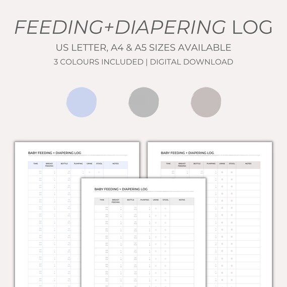 Feeding and Diapering Log Baby Feeding Log Baby Diaper Log - Etsy